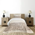 thumbnail image 4 of Ambesonne Oriental Quilted Bedspread Set 2 Pcs, Mandala Paisley Pattern, Twin Size, Brown Tan, 4 of 5