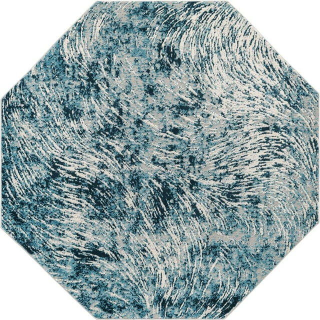 Unique Loom Oasis Haut-Bas Tapis Vintage 6' x 6' Octogone Bleu/gris