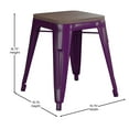 thumbnail image 5 of BizChair 18" Backless Table Height Stool with Wooden Seat, Stackable Purple Metal Indoor Dining Stool, Commercial Grade - Set of 4, 5 of 10
