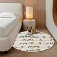 thumbnail image 2 of Beige Birds Round Area Rug 5Ft Washable Circle Rugs for Living Room Bedroom, Funny Cute Snowflake Wire Sparrow Rustic Non-Slip Carpet Floor Mats Indoor Outdoor Carpet Runner Aesthetic Home Decor, 2 of 8