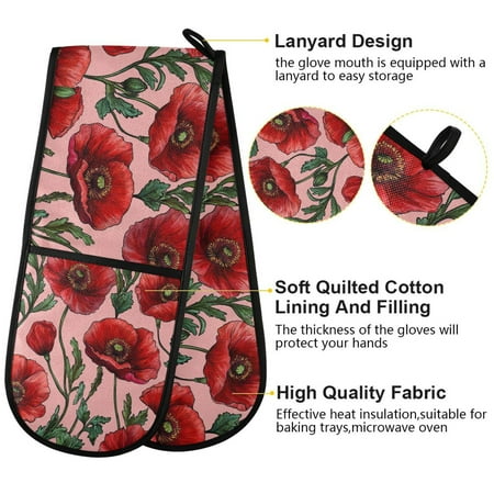 

BZSMCE Oven Mitts Floral Love Fest Creative Pattern Resistant Kitchen Gloves