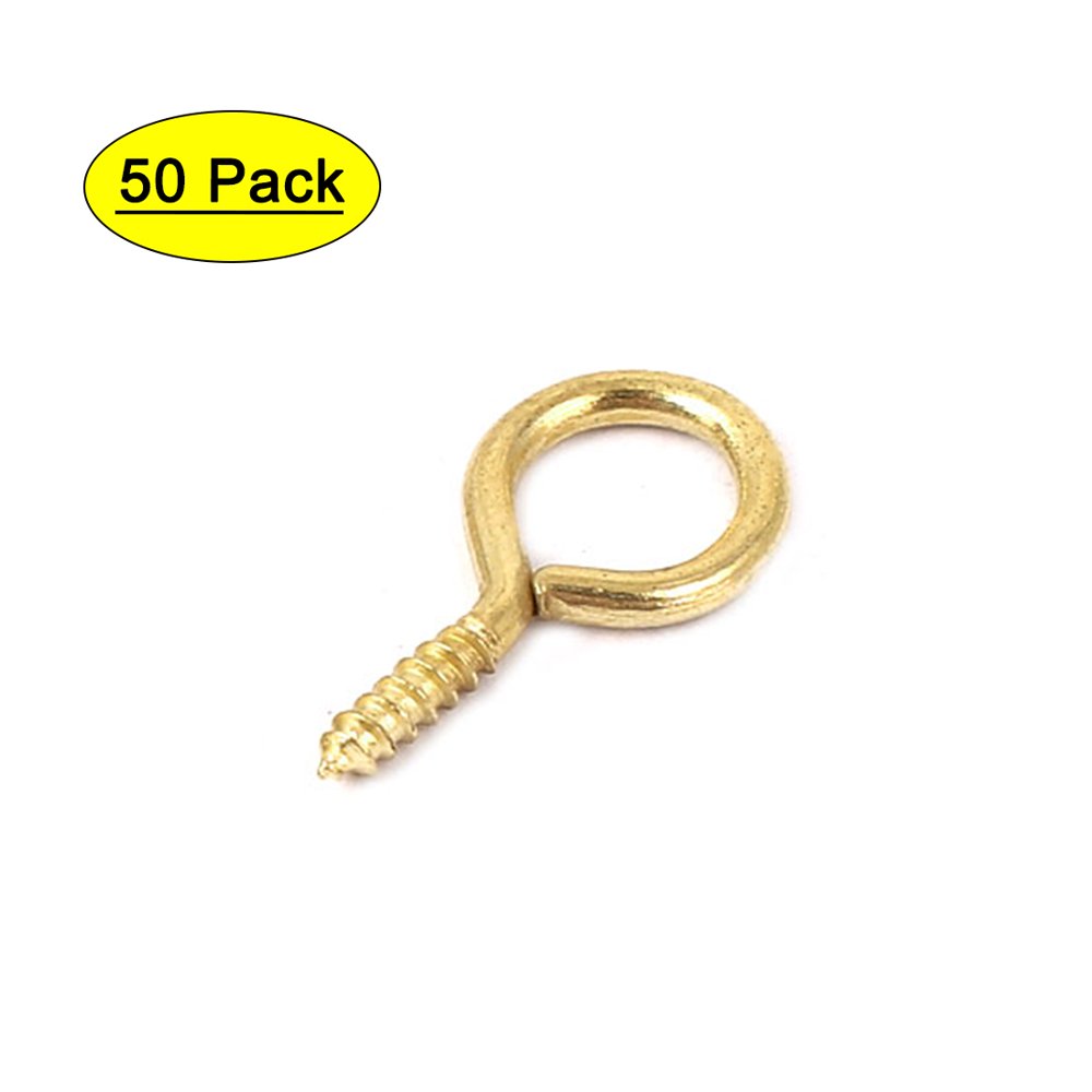 Uxcell 1.9mm Thread Dia 17mm Long Metal Eyelet Screw Eye Hook Gold Tone
