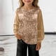 thumbnail image 1 of Blusa informal de poliéster con cuello redondo y manga larga para chica, color liso, con lentejuelas, 1 of 7