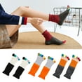 thumbnail image 3 of Women Funny Rainbow Colorful Split Toe Socks Harajuku Japanese Style Contrast Color Patchwork Ribbed Five Finger Separated Mid Tube Hosiery, 3 of 18