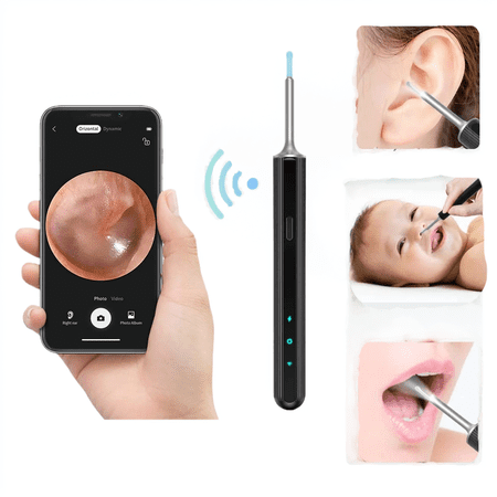 BESTCROF Ear Wax Cleaning with Camera, Ear Cleaner with 1080P HD Wireless Ear Otoscope Ear Camera, Ear Wax Removal Care with 6 LED Lights for Kids,Adults,Pets, Compatile with iPhone & Android