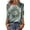 Mint Green, variant on WTOBBY Women's Retro Style 3/4 Sleeve Round Collar Printed Blouse with Floral Design, Ladies Casual Top for Retro Look, Comfortable T-Shirt for Everyday Fashion,Blue L