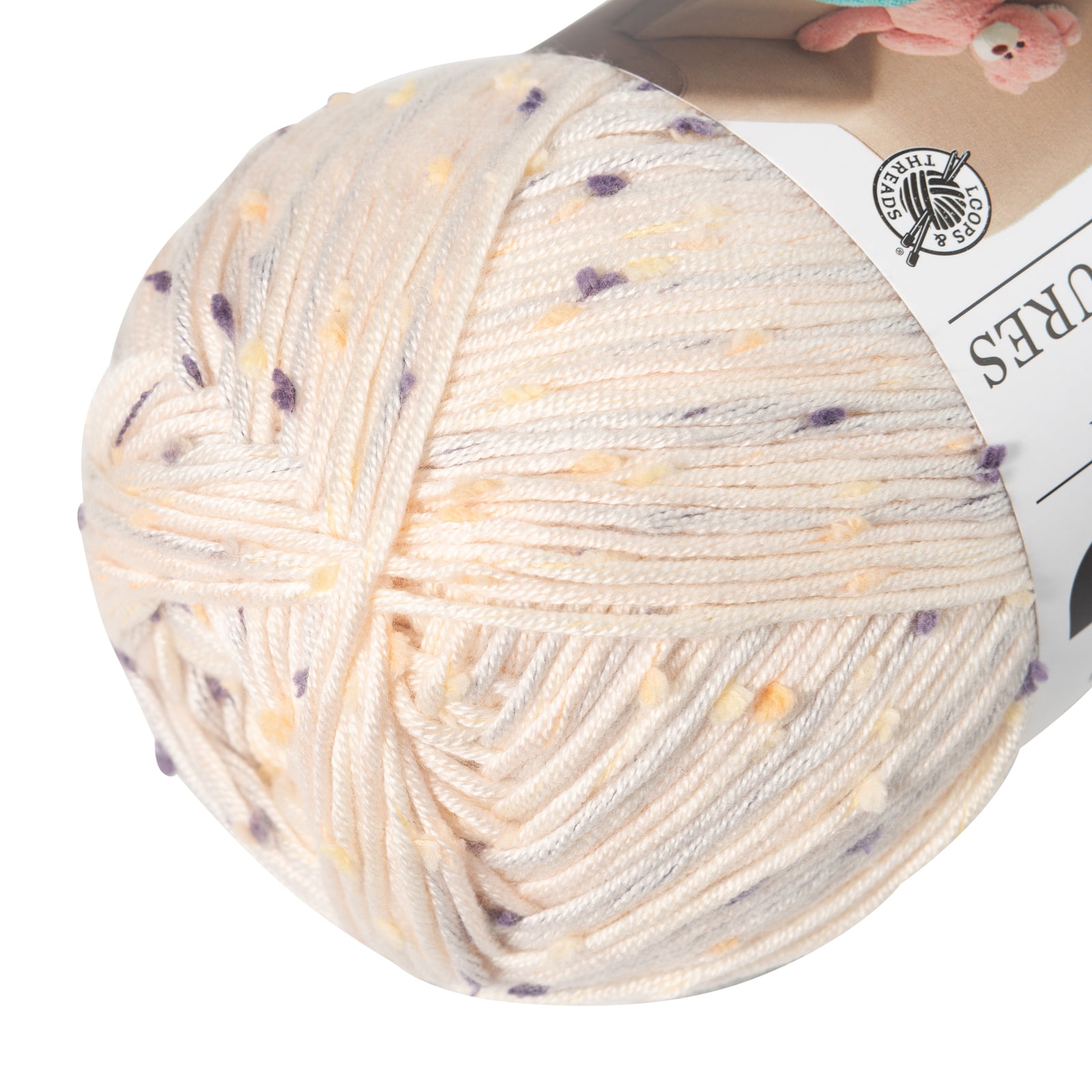 Loops & Threads Flecks Yarn - Yarn for Knitting, Crochet, Weaving, Arts & Crafts - Sweet Cream, Bulk 18 Pack