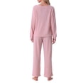 thumbnail image 3 of Conjunto de pijama para mujer INSPIRE CHIC de dos piezas, de punto waffle, con manga larga, sudadera y pantalones, talla 2XL, color rosa, 3 of 6