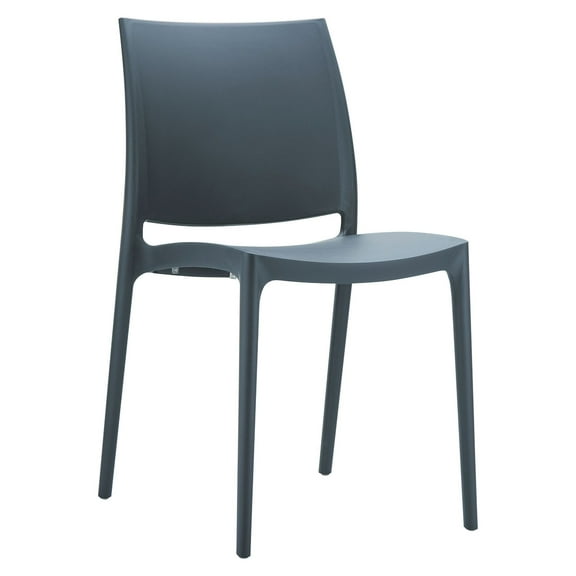 Luxury Commercial Living 32" Gray Resin Solid Weather Resistant Outdoor Dining Chair