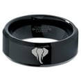 thumbnail image 2 of Tungsten Elephant Animal Polygon Style Art Band Ring 8mm Men Women Comfort Fit Black Beveled Edge Polished, 2 of 4