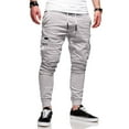 thumbnail image 3 of Resicozy Men Cargo Joggers Pants Drawstring Sports Athletic Workout Fitness Track Cargo Tapered Jogging Trousers with Pockets Light Gray 3XL, 3 of 5