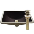 thumbnail image 1 of Novatto NP-U193902FBSB-O Rectangular Undermount Black Porcleain Sink with Overflow, Satin Brass Drain, 1 of 4