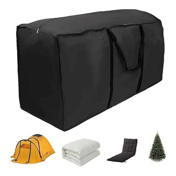 Patio Cushion Storage Bag Large Oxford Fabric Outdoor Cushion Bag Waterproof Resistant Outdoor Zippered Storage Bags for Furniture Cushions 173x51x76cm (Black)