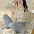 thumbnail image 3 of Conjunto De Ropa De Dormir Con Cuello Vuelto, Conjunto De Pijama De Mujer Transpirable De 2 Piezas, Conjunto De Ropa De Dormir Suelta De Moda Con Bolsillo Para Otoño Y Primavera ANGGREK  Otros, 3 of 8