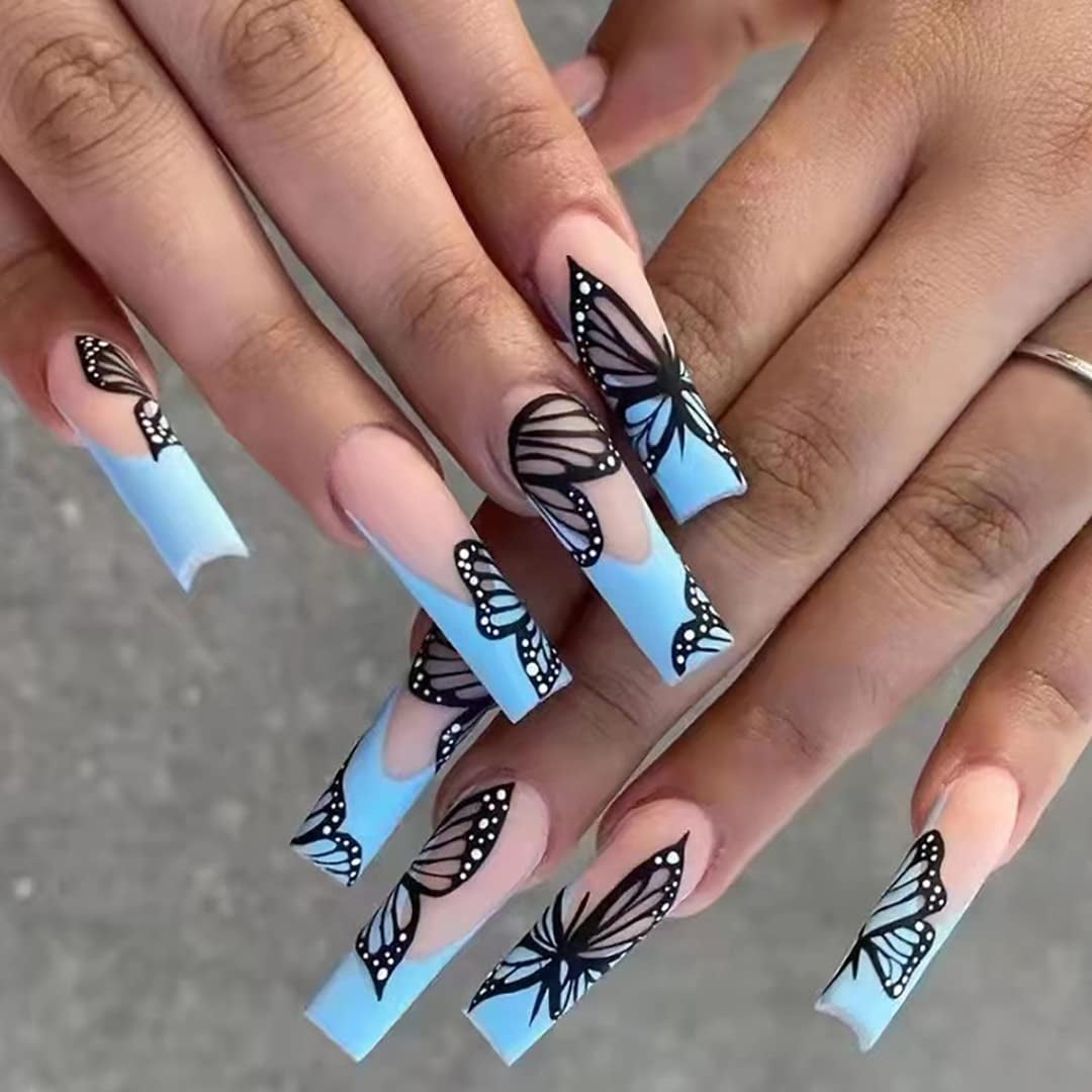 Acrylic Nails For Prom Blue