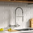 thumbnail image 4 of Wall Mount Kitchen Faucet Single Handles, 8 Inch Center Wall Commercial Utility Sink Faucet with Pull Out Sprayer 2 Modes, Stainless Steel, Brushed Nickel, 4 of 8