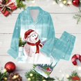 thumbnail image 2 of Gibobby camisones de mujer Conjunto de pantalones festivos de manga larga con copa de y árbol de Papá Noel con estampado completo de solapa navideña para mujer (Aqua, L), 2 of 3