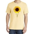 thumbnail image 2 of Wild Bobby,Sunflower Christian Faith Cross, Streetwear, Garment-Dyed Washed Look Short Sleeve T-Shirt, Banana, 2XL, 2 of 3