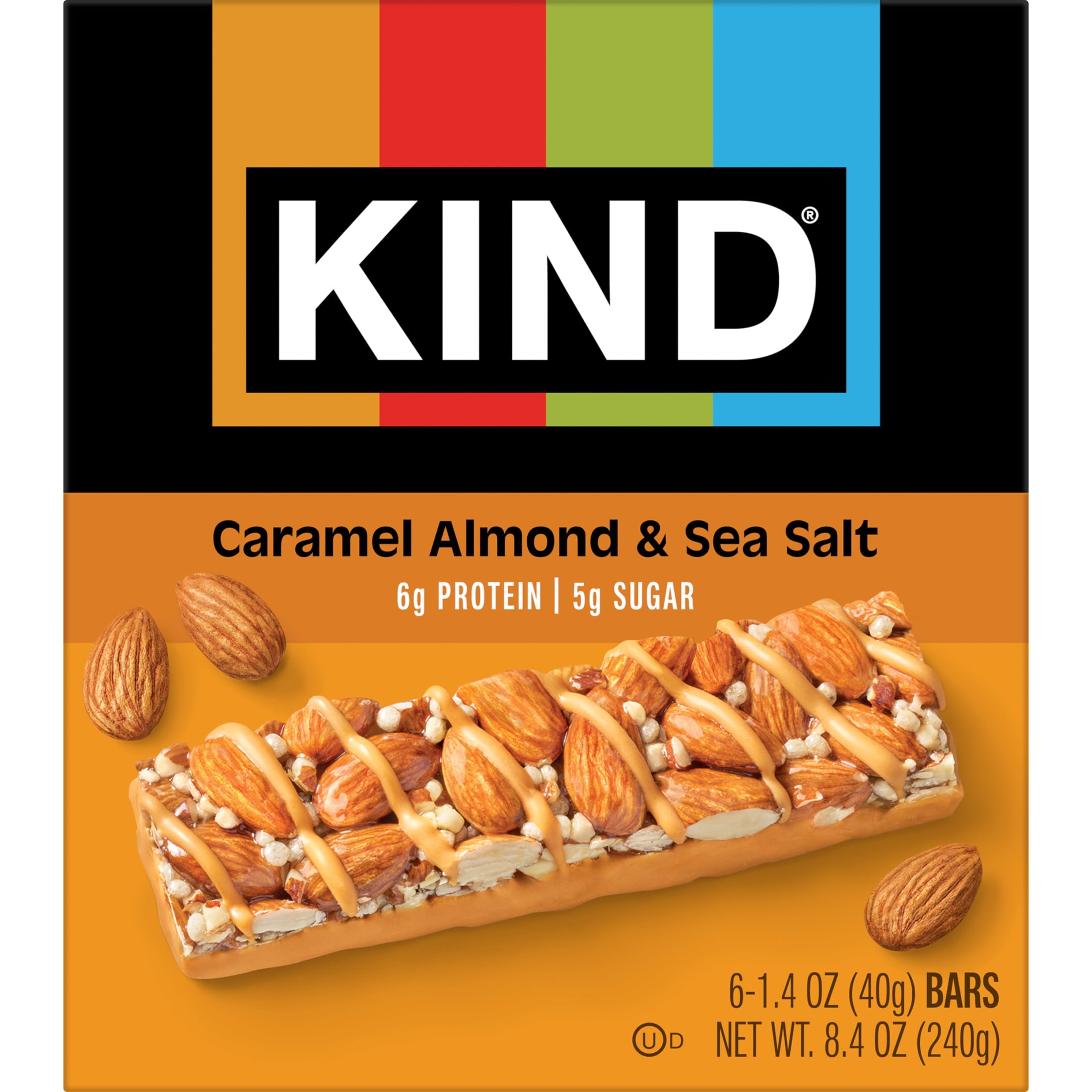 KIND Snack Bars, Caramel Almond & Sea Salt, Gluten Free, 6g Protein, 1.4oz, 6 Count