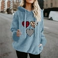 thumbnail image 2 of Womens Fleece Sweatshirts Cute Heart Printed Hoodies Long Sleeve Sherpa Crewneck Velvet Hoodie Winter Warm Hooded Pullover Outwears with Pockets, 2 of 6