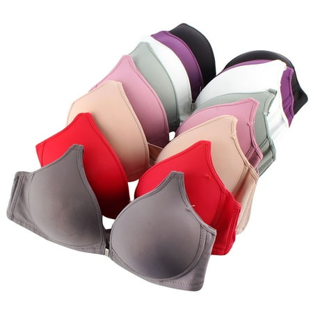 

Women Push Up Bra Sexy Front Closure Bra Top Solid Adjusted Seamless Thin Padded Sexy Lady Underwear Gather For Girls 70-85B