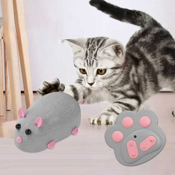 Cat Toy Remote Control Mouse Toy Vivid Simulation Mice Shaped Kitten Playing Gray