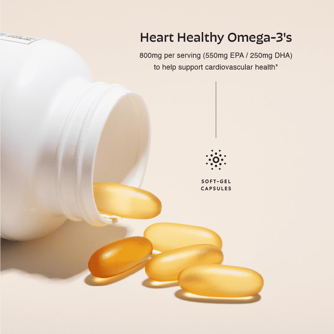 Fish Oil 1000 mg Omega-3 Supplement 500 mg EPA 250 mg DHA for Heart Brain & Eye Health 120 Enteric Coated Softgels