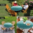thumbnail image 4 of Turquoise Ombre Round Tablecloth for 45-54 Inch Tables,Fitted Table Cover with Elastic Edge,Modern Abstract Art Ocean Oil Painting Waterproof Outdoor Table Cloth Protector for Patio Garden Dinner, 4 of 9