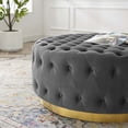 thumbnail image 7 of Tufted Accent Chair Ottoman, Round, Velvet, Grey Gray, Modern Contemporary Urban Design, Living Lounge Room Hotel Lobby Hospitality, 7 of 7