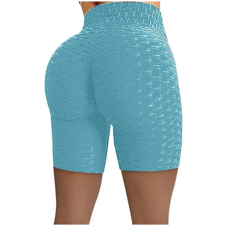 HUPOM Seamless Workout Shorts Womans Shorts Gym High Short Running Light  Blue S 