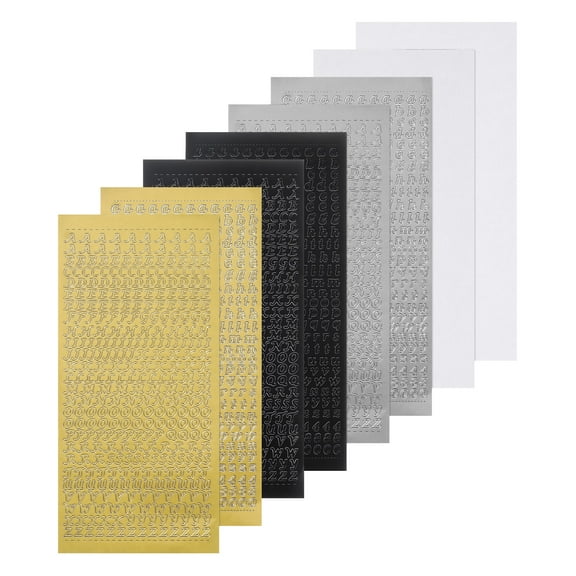 Uxcell 8 Sheets Nail Alphabet Letter Stickers 3D Small Upper Lower Case Letter A to Z 4 Colors Self Adhesive Sticker