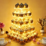 Vdomus 5-Tier Acrylic Cupcake Tower with LED Lights - Cupcake Holder and Display Stand for Weddings, Birthdays, and Parties