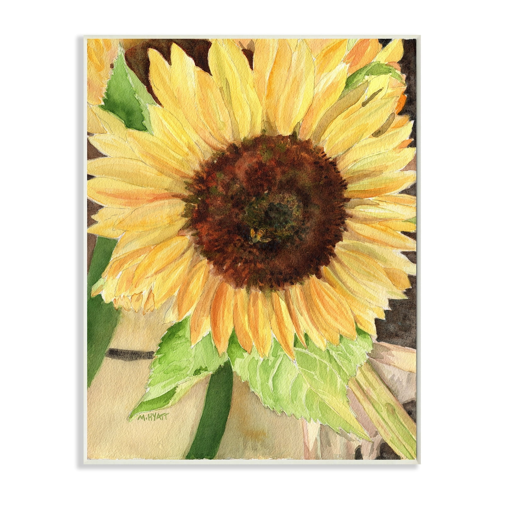 Stupell Industries Summer Sunflower with Yellow Honey Bee Detail Wall Plaque, 13 x 19, Design by Melissa Hyatt LLC