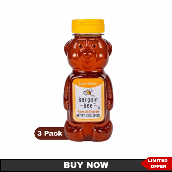 Bargain Bee Pure Raw Unfiltered Honey – 12 fl oz, Pack of 3