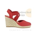 thumbnail image 3 of BLISSFUL STEP Women's Shoes Crisscross Strap Closed Toe Espadrille Wedge Heel Sandals Red 8.5, 3 of 5