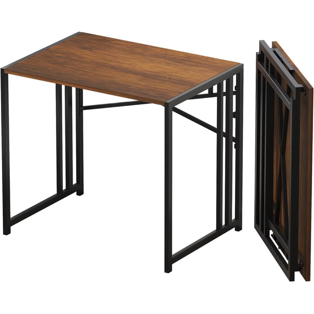 Folding Computer Desk inch Writing Gaming Computer Camping Desk No Assembly Required Home Office Table Mahogany