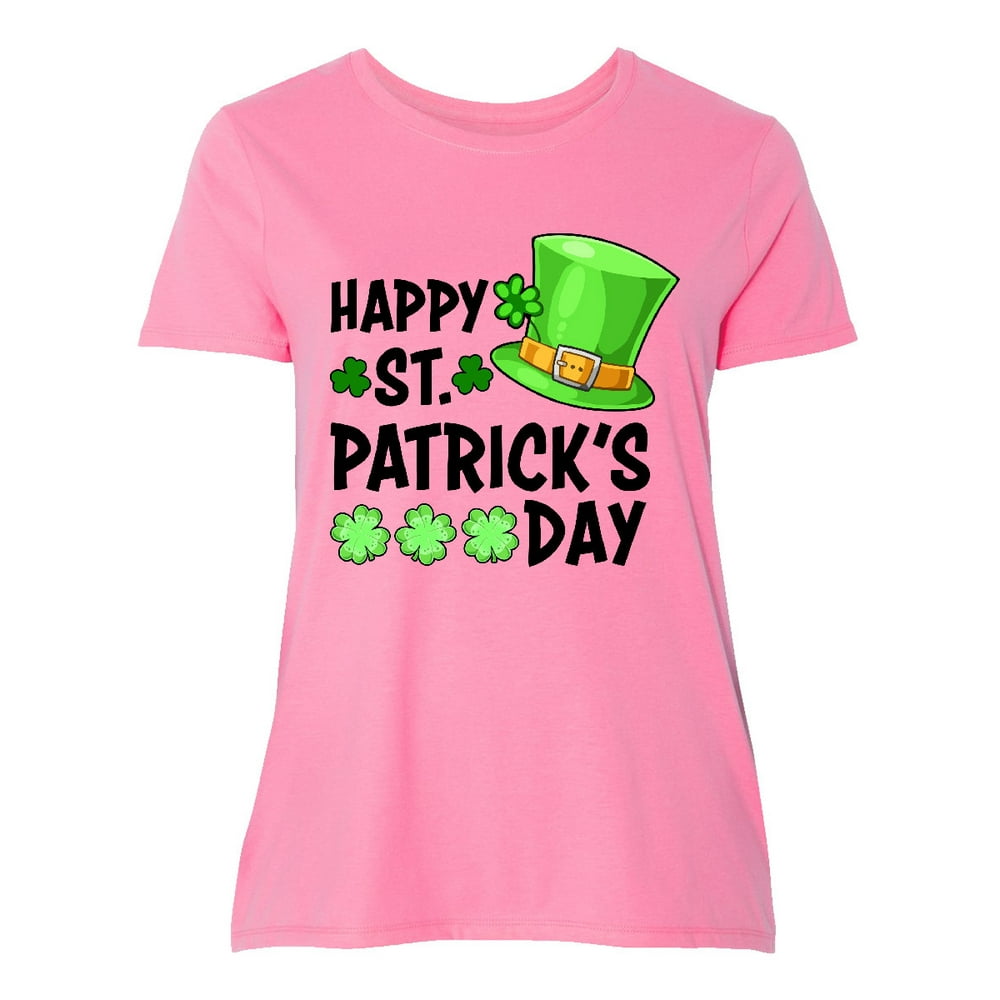 INKtastic - Happy St. Patrick's Day Green Hat and Clovers Women's Plus 