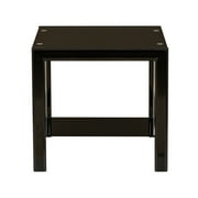Powell Black Glass and Metal Indoor End Table with Shelf, 22 Tall, Black/Chrome