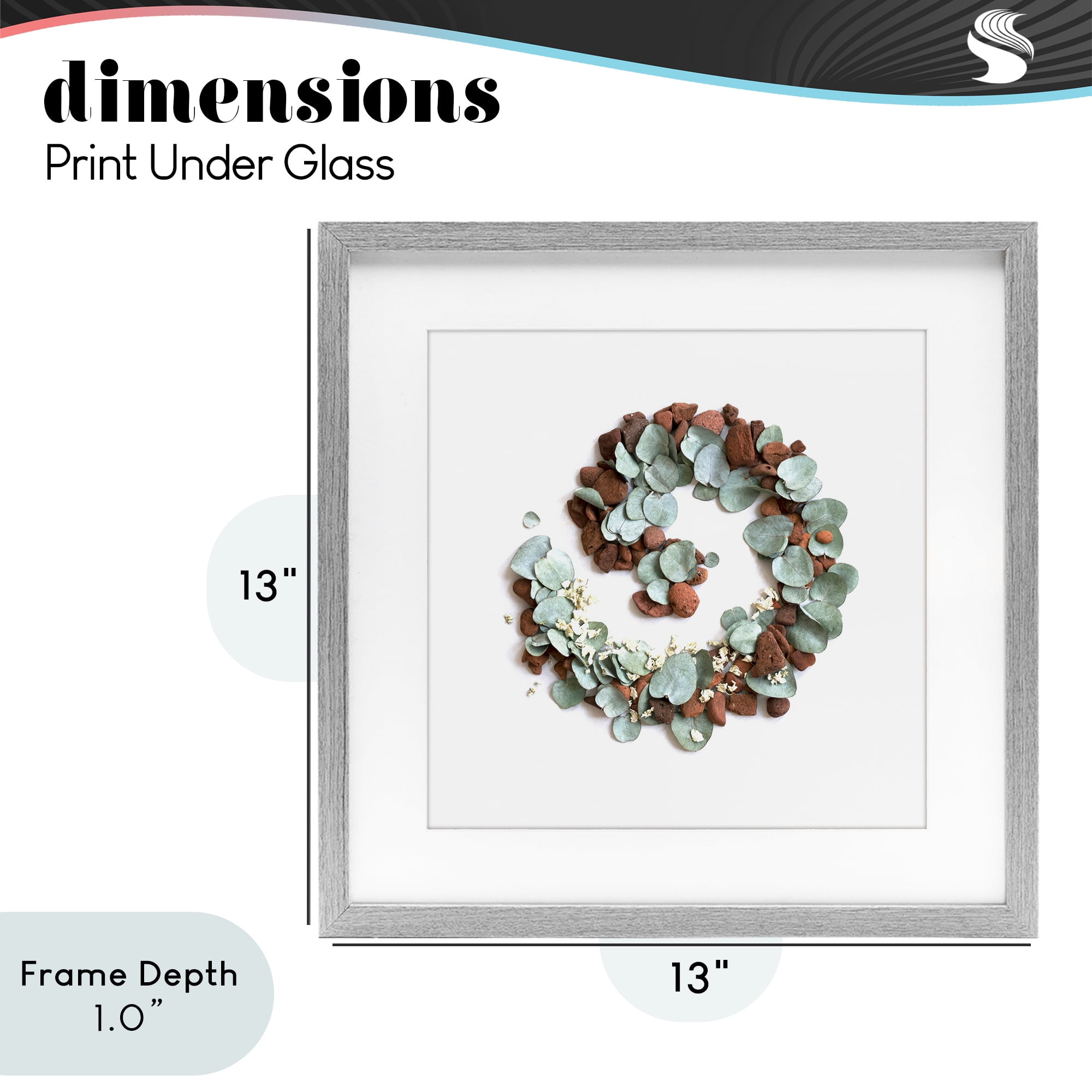 Stupell Industries Eucalyptus & Pebbles Spiral Gray Framed Print Under Glass, design by Beth Adoette