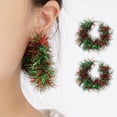 thumbnail image 4 of LYMAYTER Boucles d'Oreilles Confortables Créoles Classiques Rouges Vertes à Pampilles - Créatif Dessin Animé Arbre de Noël Créoles, Accessoires de Mode, 4 of 6