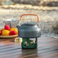 thumbnail image 2 of Mini estufa de alcohol para mochileros, quemador de alcohol de latón liviano con soporte de aluminio para acampar, caminar y hacer picnic (verde), 2 of 5