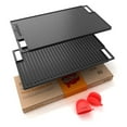 thumbnail image 1 of NutriChef 18" Cast Iron Skillet Reversible Grill Plate Pan for Stove Top, Black, 1 of 6