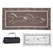 Ming's Mark GH8187 8' x 18' Galloping Horses Mat, Brown/White