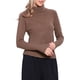 thumbnail image 4 of Blusa de suéter de cuello alto para mujeres, de manga larga, de punto acanalado, top pullover XS marrón, 4 of 6