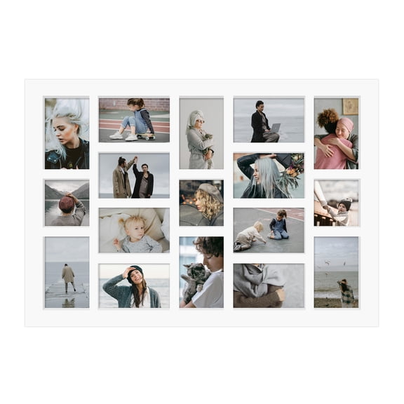 Collage Frame 17-Picture 4x6, Picture Frames Collage Wall Decor, Rustic Style White