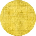 thumbnail image 1 of Ahgly Company Machine Washable Indoor Round Persian Yellow Traditional Area Rugs, 5' Round, 1 of 4