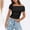 Black, variant on Graphic Tees for Women T-Shirts Women's Shoulder Short Sleeve Top Pleated Going Out Style Slim Fit Cropped Blouse Pink M