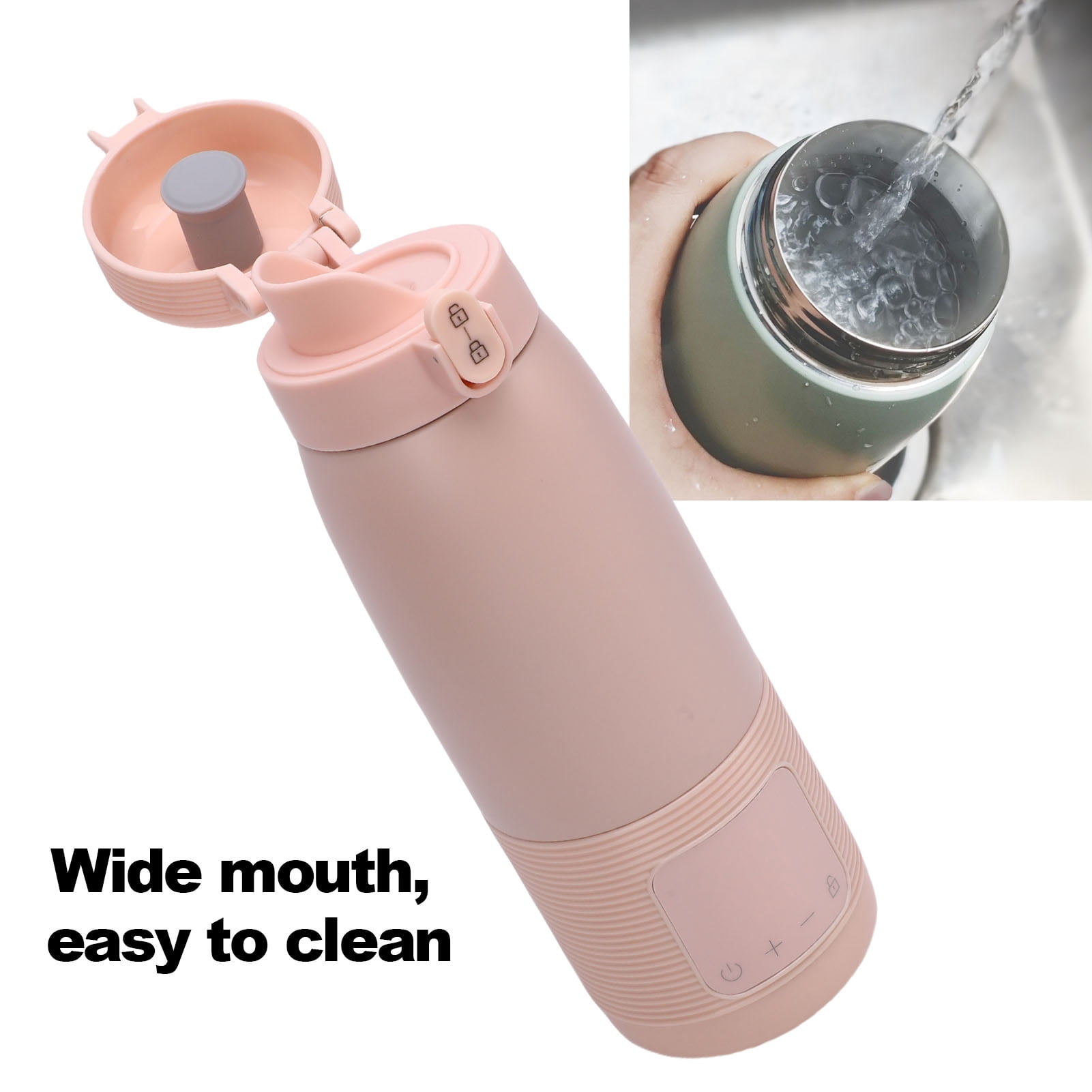 Nieyigj Cordless Portable Baby Bottle Warmer Battery Operated Travel Milk Warmer with 37℃-55℃ Temp Control Pink 500mL 16.91oz 6400mah Vehicle Car Journey Formula Breastmilk