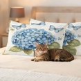 thumbnail image 3 of Blue Hydrangea Outdoor Waterproof Pillow Covers, Spring Vintage Botanical Butterfly Decorative Rectangle Throw Pillowcase Sofa Cushion Sham for Patio/Couch/Chair, 20"x12" 2 Pack, 3 of 8