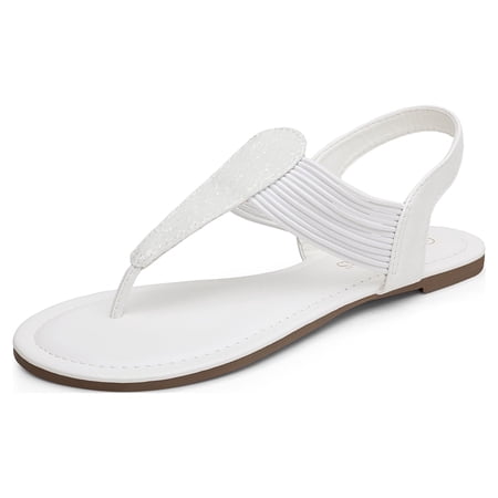 DREAM PAIRS Pairs Women Rhinestone Elastic Strappy String Thong Sandals Ankle Strap Summer Gladiator Flat Sandals